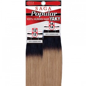 SAGA POPULAR YAKY 100% HUMAN HAIR WEAVE 4PCS 12/12/14/14